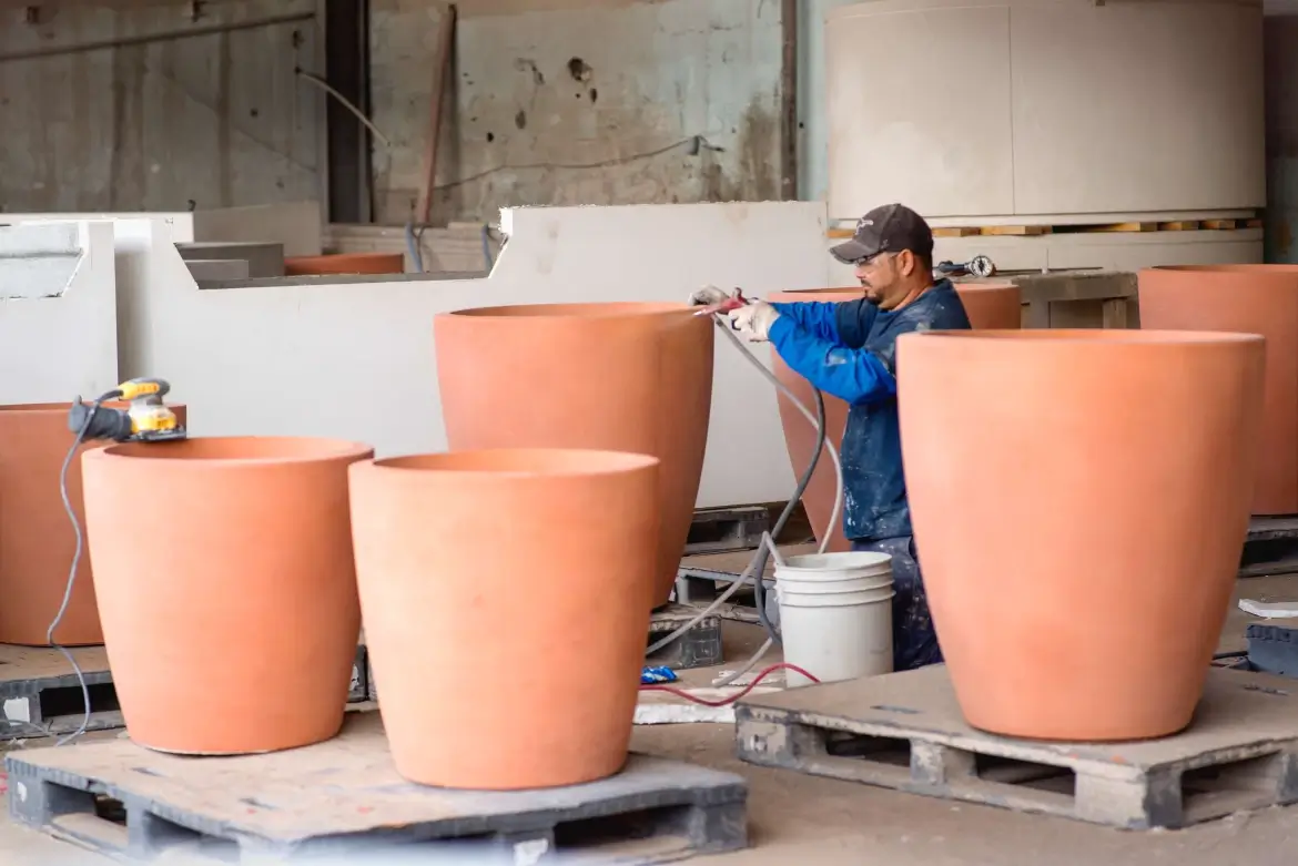 GFRC Lightweight Concrete Planters in Production